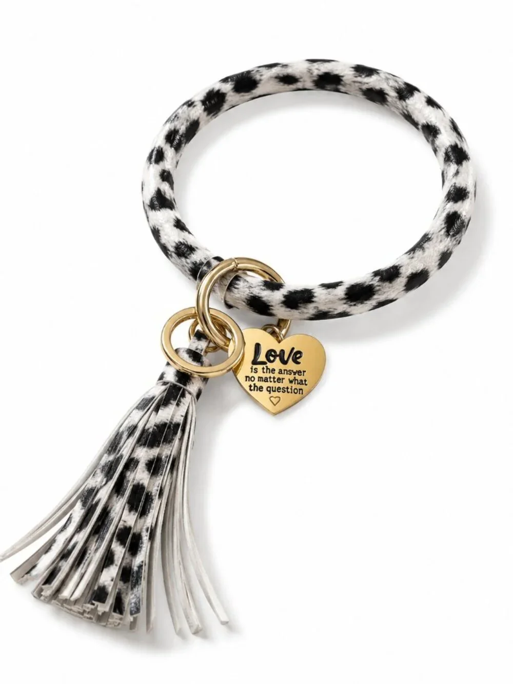 Leopard Print Inspirational Large Wristlet Bracelet Key Ring Keychain